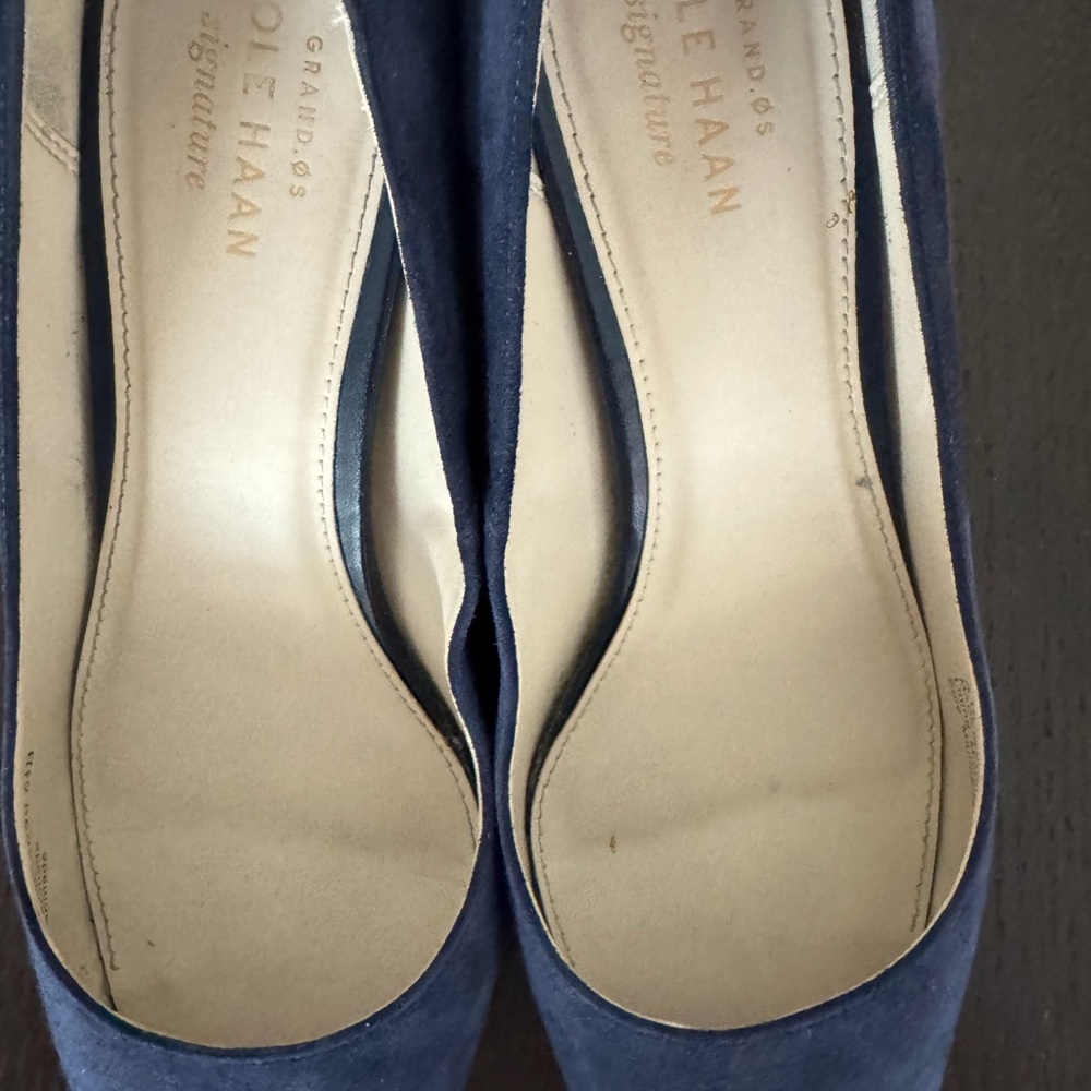 Cole Haan Navy Suede Pointed-Toe Heels - Picture 3 of 6